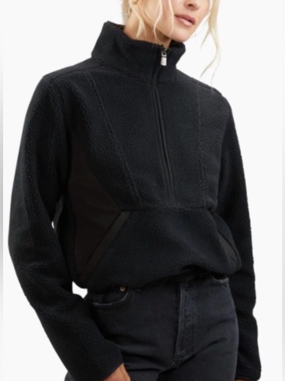 Cuts Clothing - Women’s Polartec® Sherpa Jacket 1/2 Zip Black Large Pre-Owned